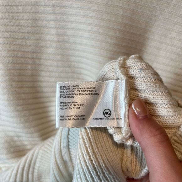 AG Adriano Goldschmied Ribbed Sweater Cotton Cashmere Blend Size Small Cream - Picture 5 of 6